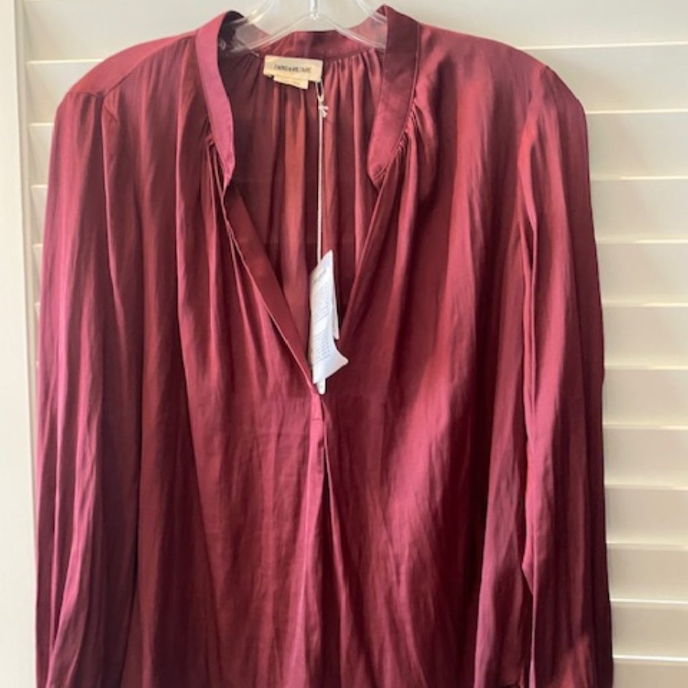 NWT Zadig & Voltaire Tink Satin Blouse In Bordeaux
